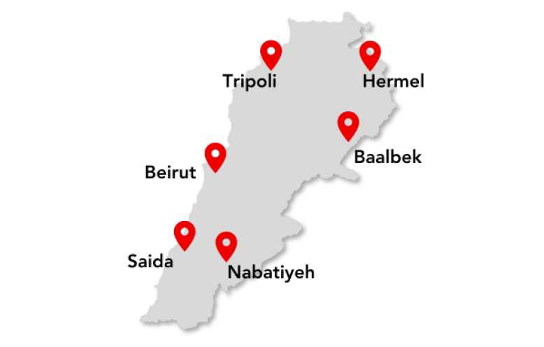 Map of MSF activities in Lebanon