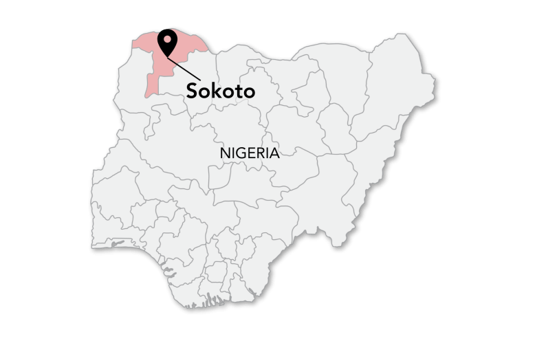 Map of Sokoto, Nigeria.