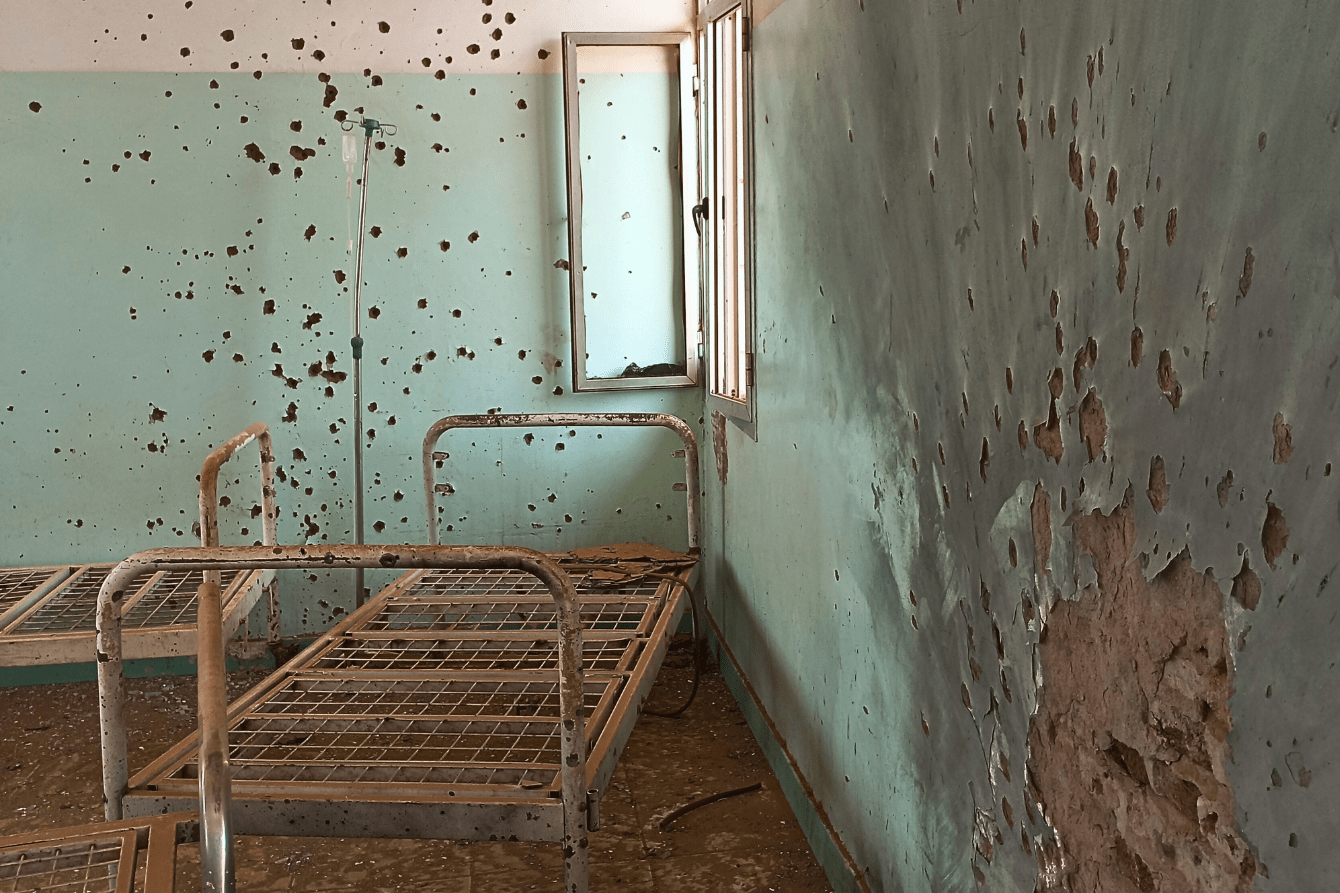 A hospital room after an attack by an armed group in Sudan.