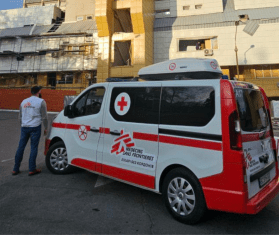 An MSF ambulance in Dnipro, Ukraine. 