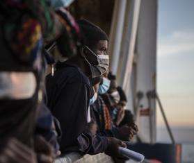 Migrants aboard search and rescue ship in Mediterranean