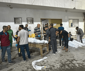 Body bags in northern Gaza.