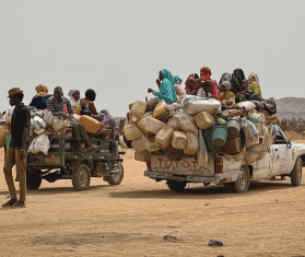 Displaced people reaching Tawila locality, Sudan.