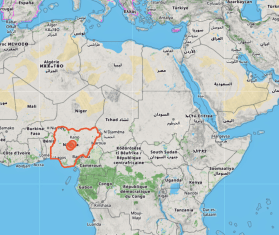 Map highlighting Nigeria in West Africa.